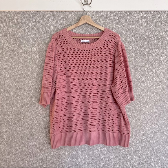 2X Sonoma Crochet Short Sleeve Sweater - Picture 1 of 9